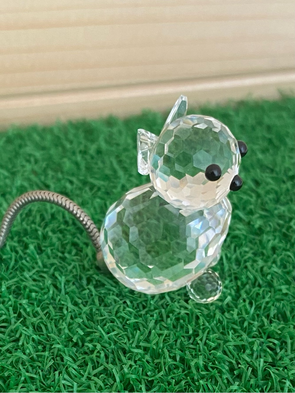 Swarovski Crystal Miniature Cat Figurine Silver-Tone Wire Tail Vintage 1990s - Picture 5 of 10